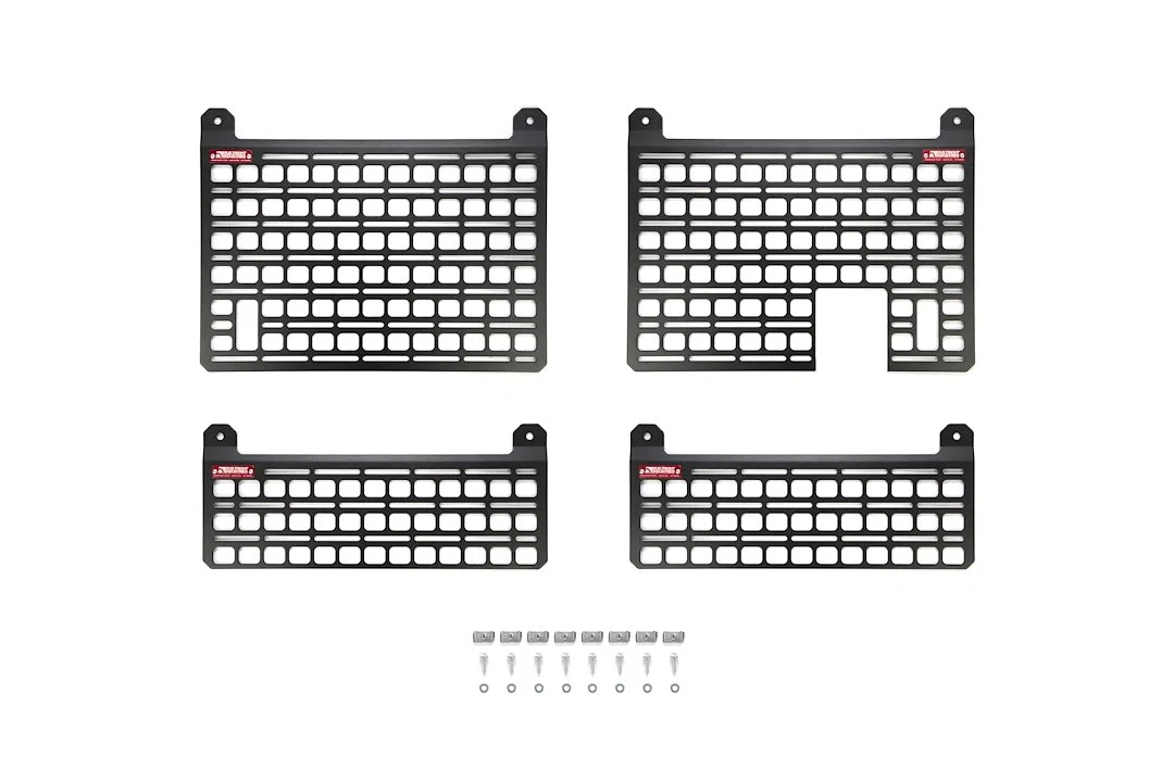 102114 – BUILTRIGHT Molle Cargo Panel, Bedside Mount Screw On Powder Coated Textured Black Steel With 2 Driver Side A...